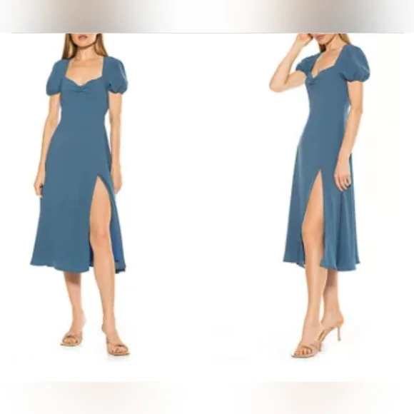 NWOT!Alexia Admor Anthro Women's Gracie Fit and Flare Dress in Denim Blu… - Picture 3 of 13